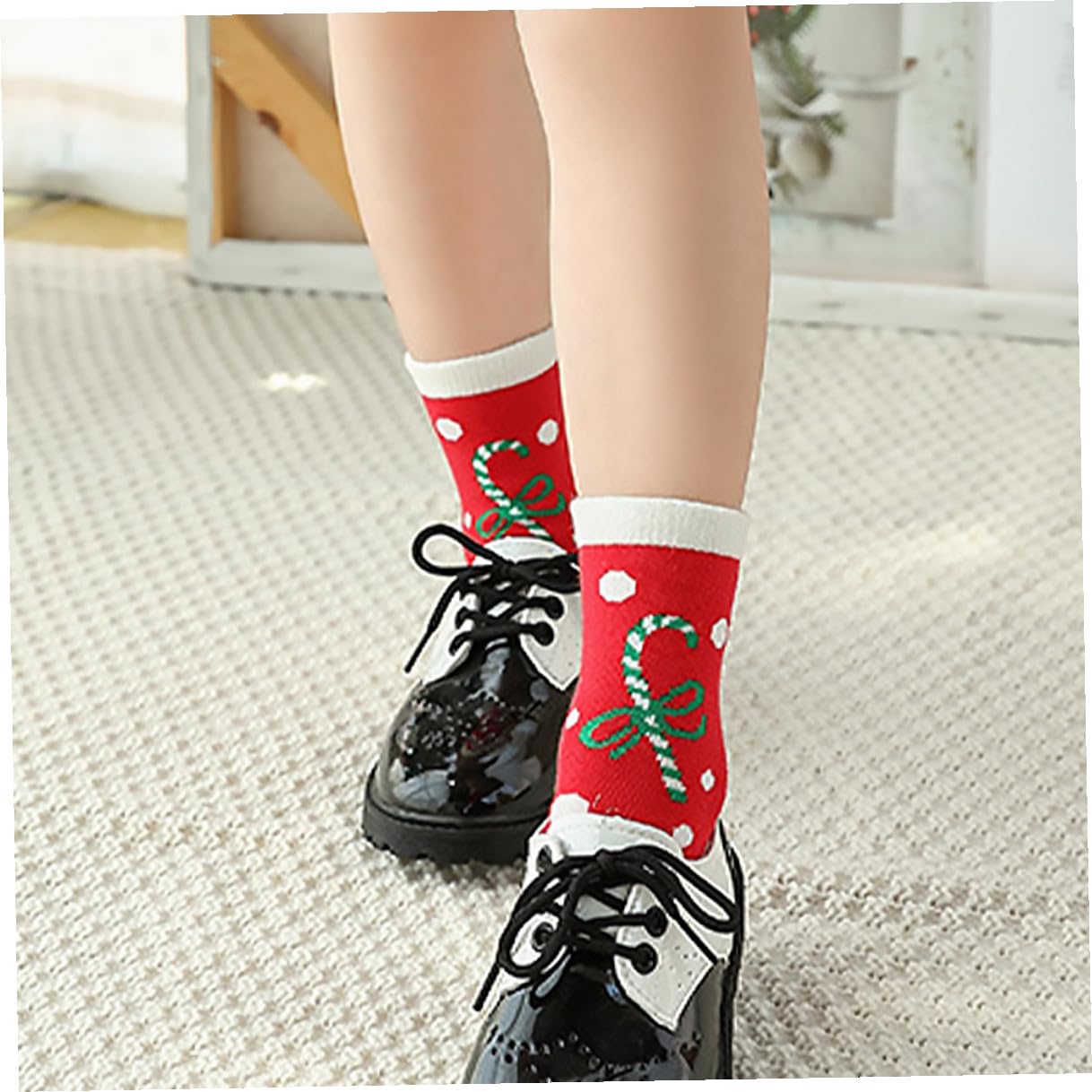 Garneck 5 Paia Calzini Tema Natale Calzini Antifreddo Caldi Confortevoli per Ragazzo Ragazza Ragazza Design Natalizio Adorabile