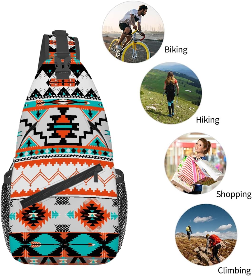 Sling Bag for Women Men, Aztec Pattern Fanny Pack Crossbody Backpack Shoulder Belt Bags Chest Purses for Travel Hiking Cycling - Image 6