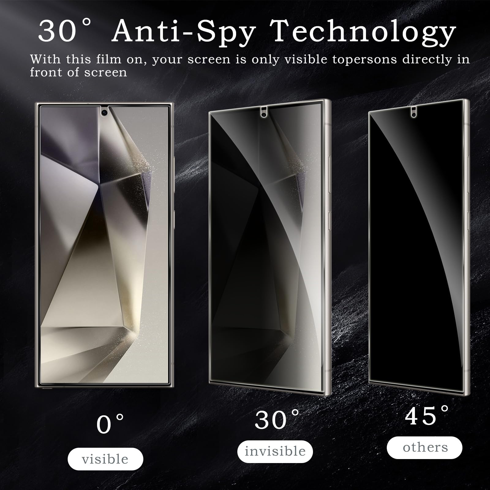 Pellicola protettiva per la privacy per Samsung Galaxy S24 Ultra, accessori in vetro temperato infrangibile, pellicola in vetro temperato anti spia, ultra resistente, durezza 9H, antiriflesso, HD,