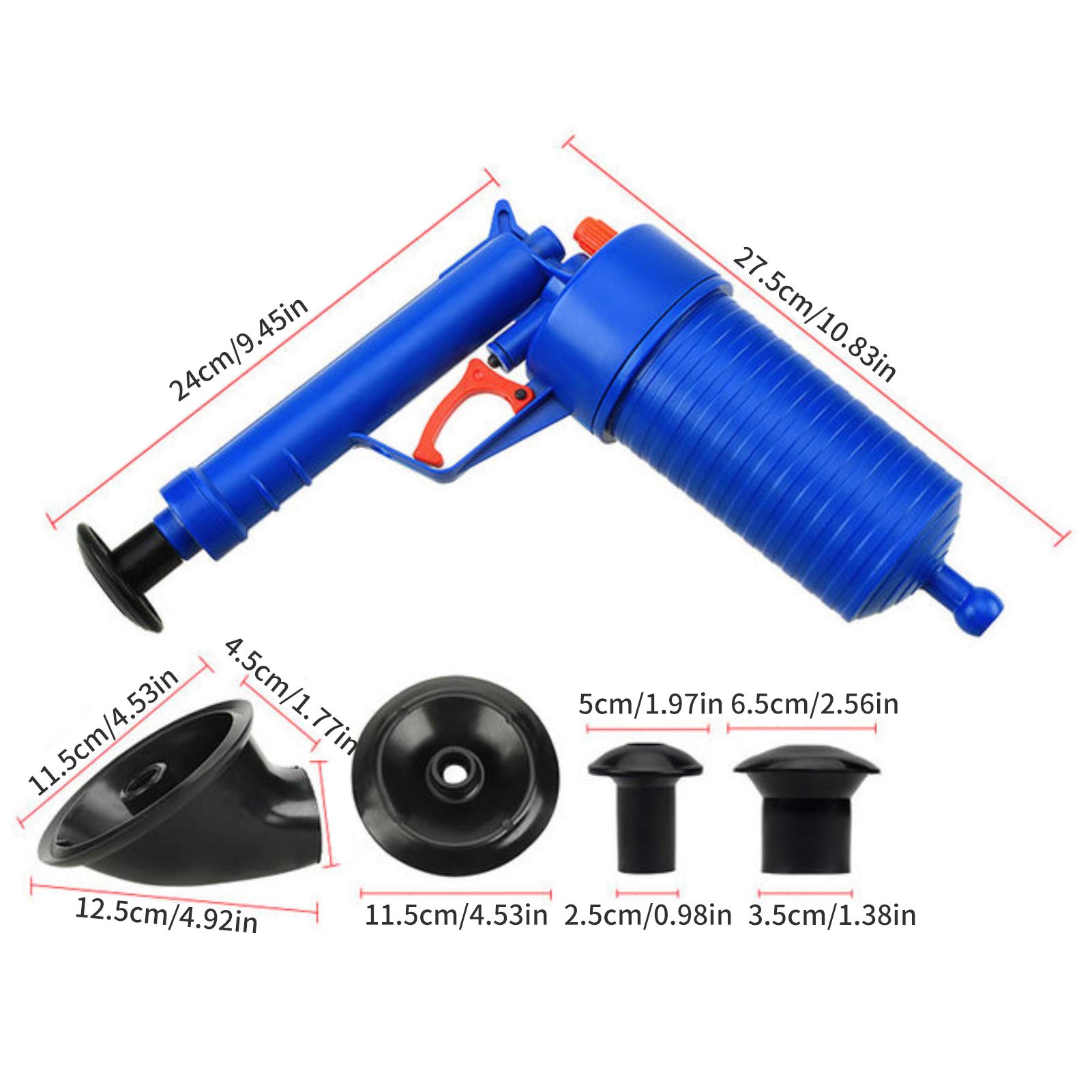 Stantuffo Per WC Ad Alta Pressione Con Manometro | Per Sbloccare Tubature | Design Ergonomico E Antiscivolo - Foto 7