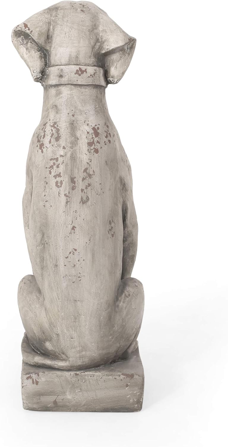 Christopher Knight Home Gomer Outdoor Dog Statue, Antique White