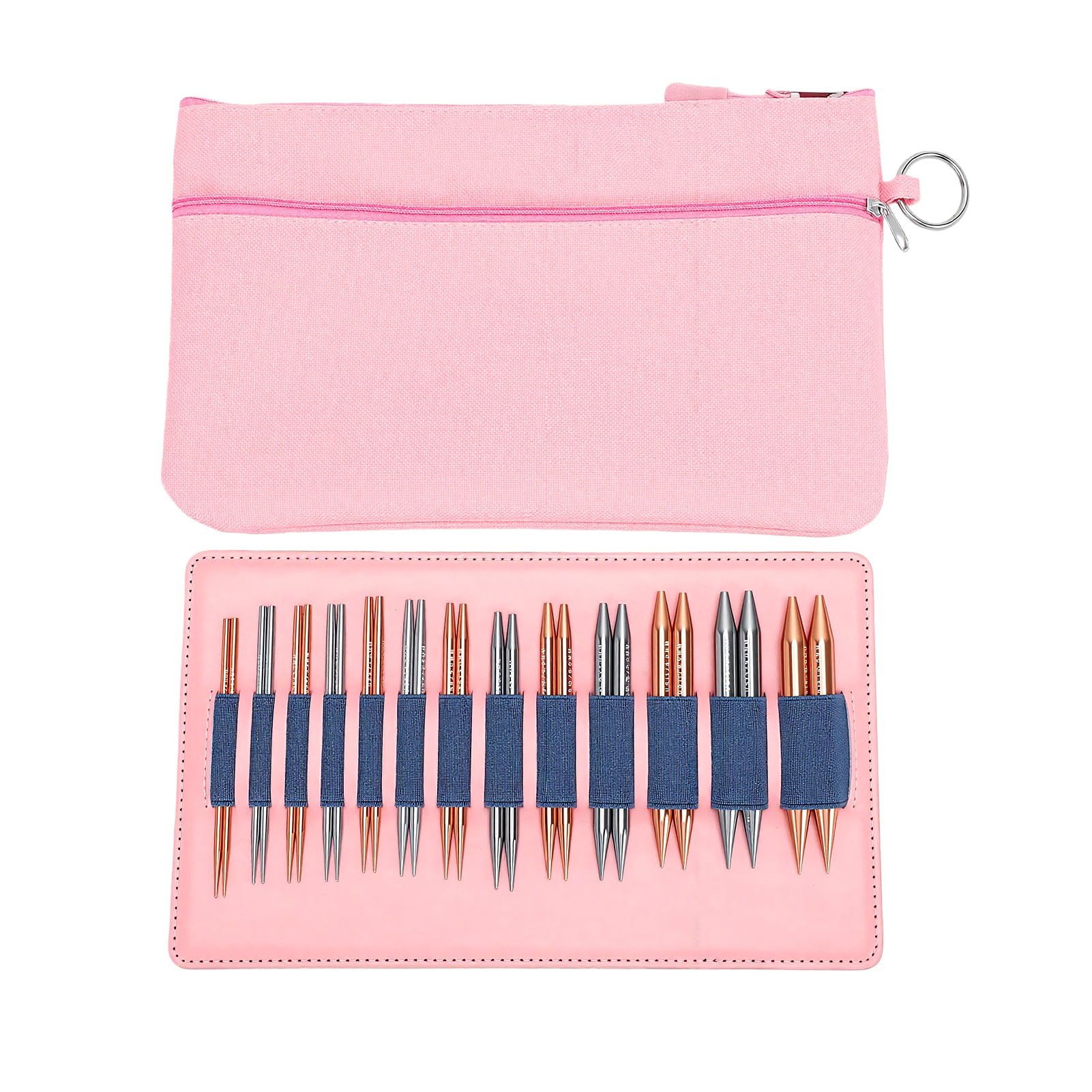 EMUKOEP Set Ferri Da Maglia Circolari, 13 Paia Aghi Intercambiabili In Alluminio Lunghi 10 Cm 3-10 Mm Con 4 Cavi, Per Maglioni Sciarpe Cappelli
