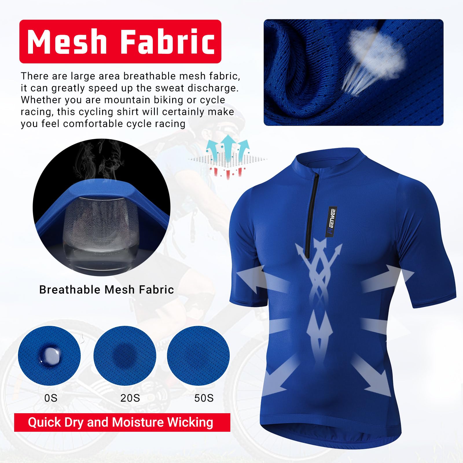 MEETWEE Magliette Ciclismo Uomo, Abbigliamento MTB Bike Asciugatura Rapida Maglia Ciclismo Maniche Corte/Lunghe Maglia Ciclismo