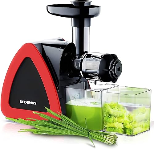 KEDEMAS Máquina exprimidora lenta súper fácil de limpiar, exprimidor masticador para frutas y verduras, función inversa, extractor de prensa fría