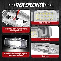 Vista 3 de Par de luces LED para placa de matrícula Compatible con 01-15 Civic 03-08 Pilot 00-04 Odyssey, 34100S0A013 34104S0A013, NVL-LPL-002