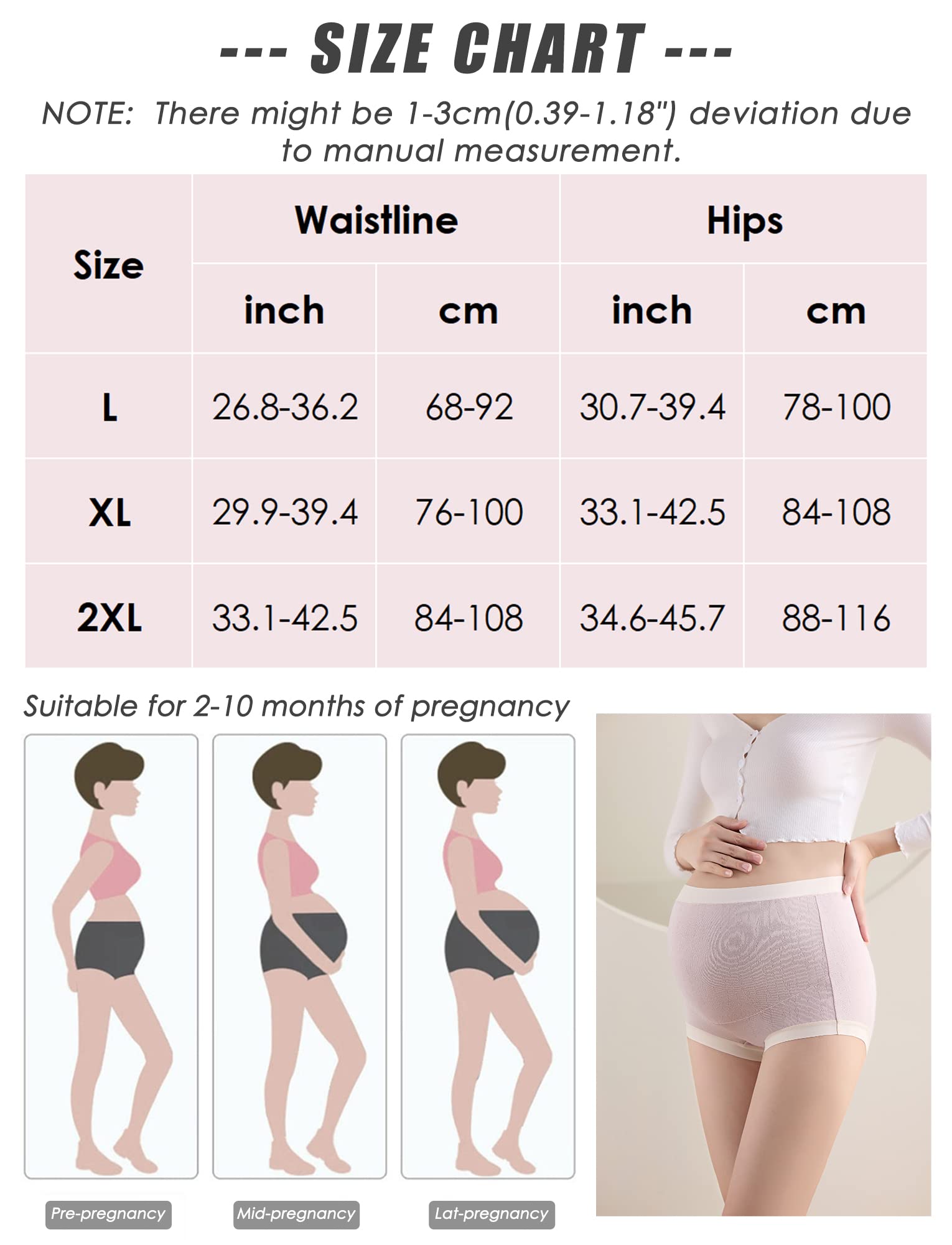 FEOYA - Bragas de maternidad para mujer, de algodón, talla grande, cintura alta, sin costuras, paquete de 3 - Multi color - Large