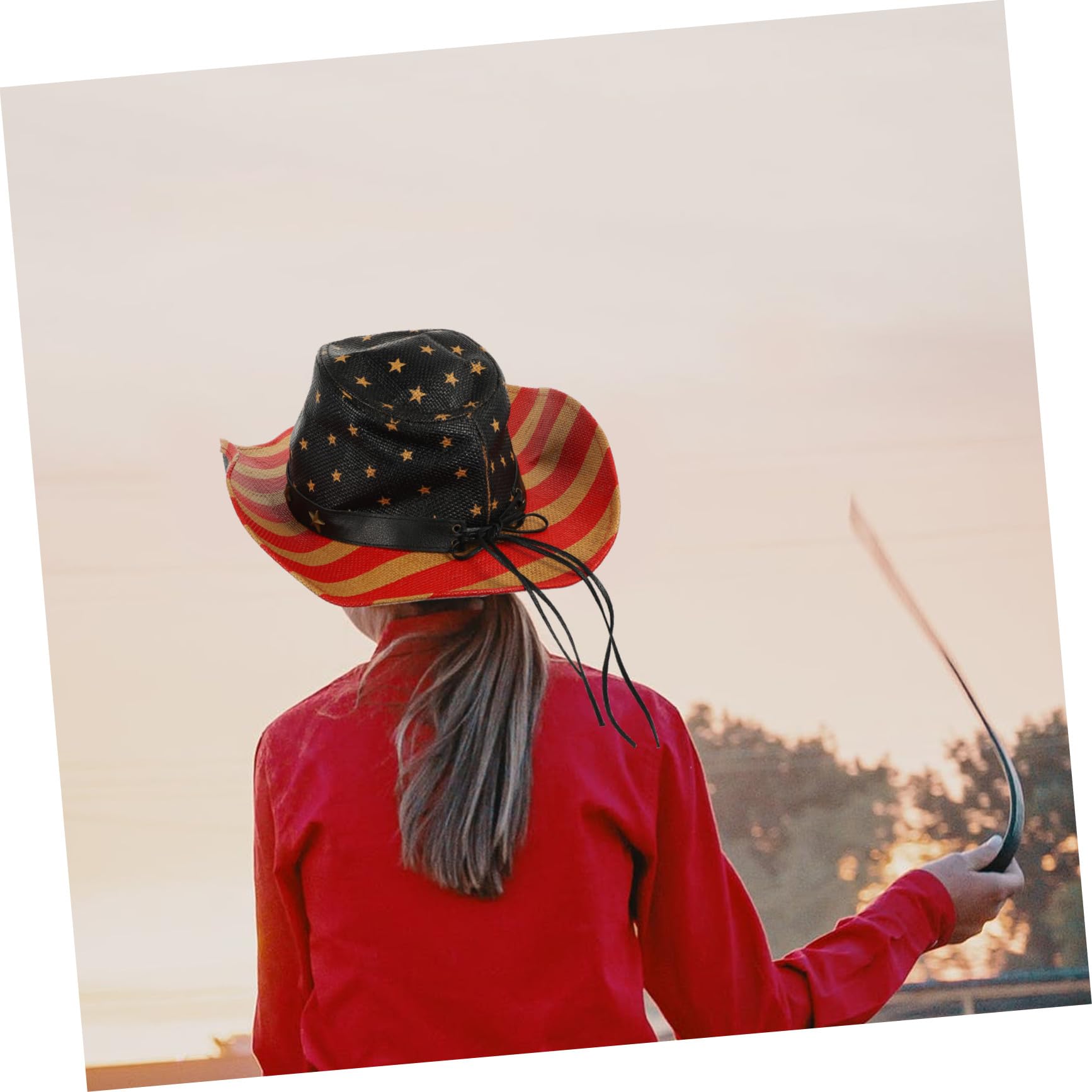 Western Cowboy Hat with American Flag Patriotic Straw Festival Hat for Men And Women for Dance Drama Picnics And Barbecues