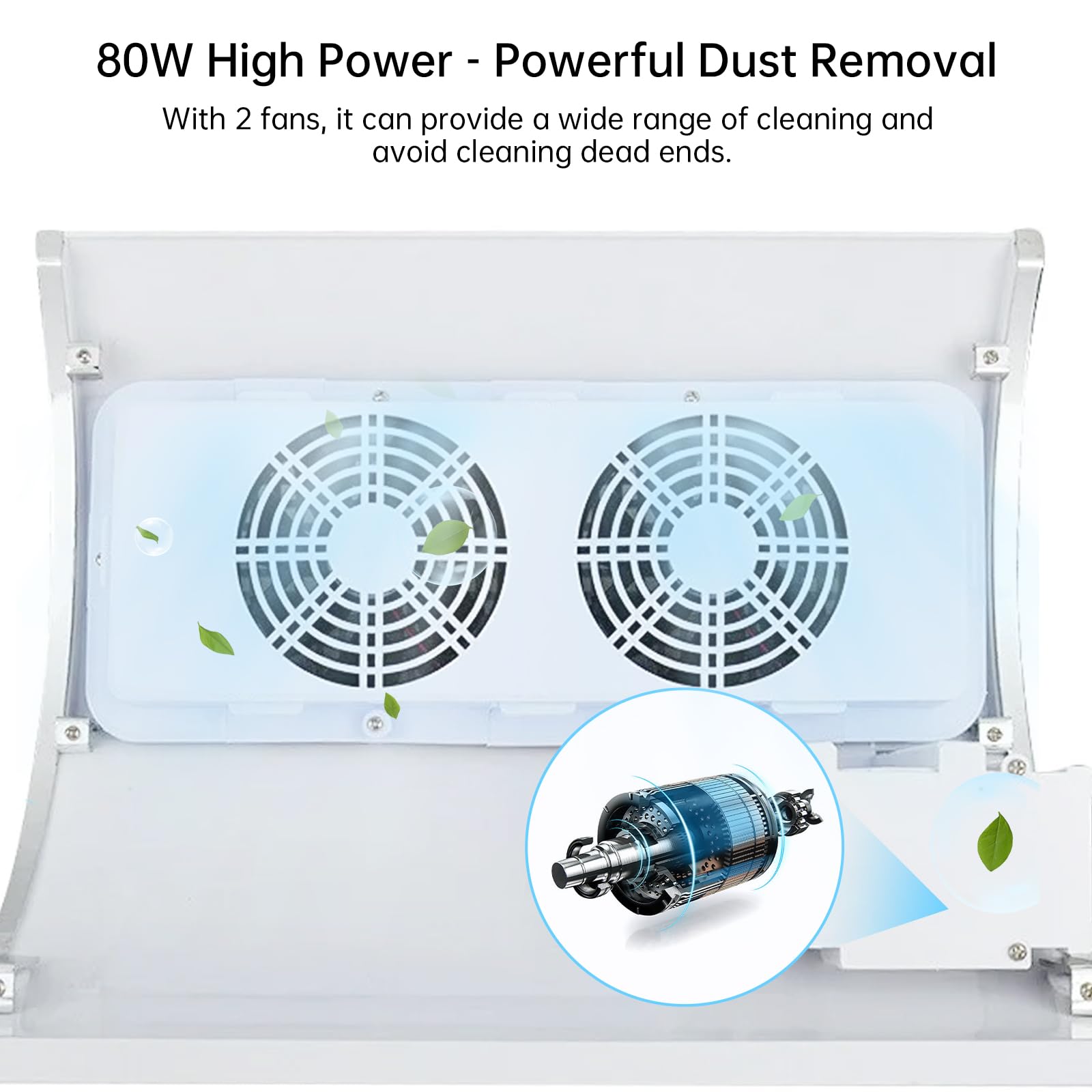 80W Aspiratore Professionale per Unghie con 2 Ventole, Aspiratore Unghie Low Noise, Aspiratore Unghie Professionale con Due Sacchetti per La Polvere, Adatto per Casa e Salone di Bellezza