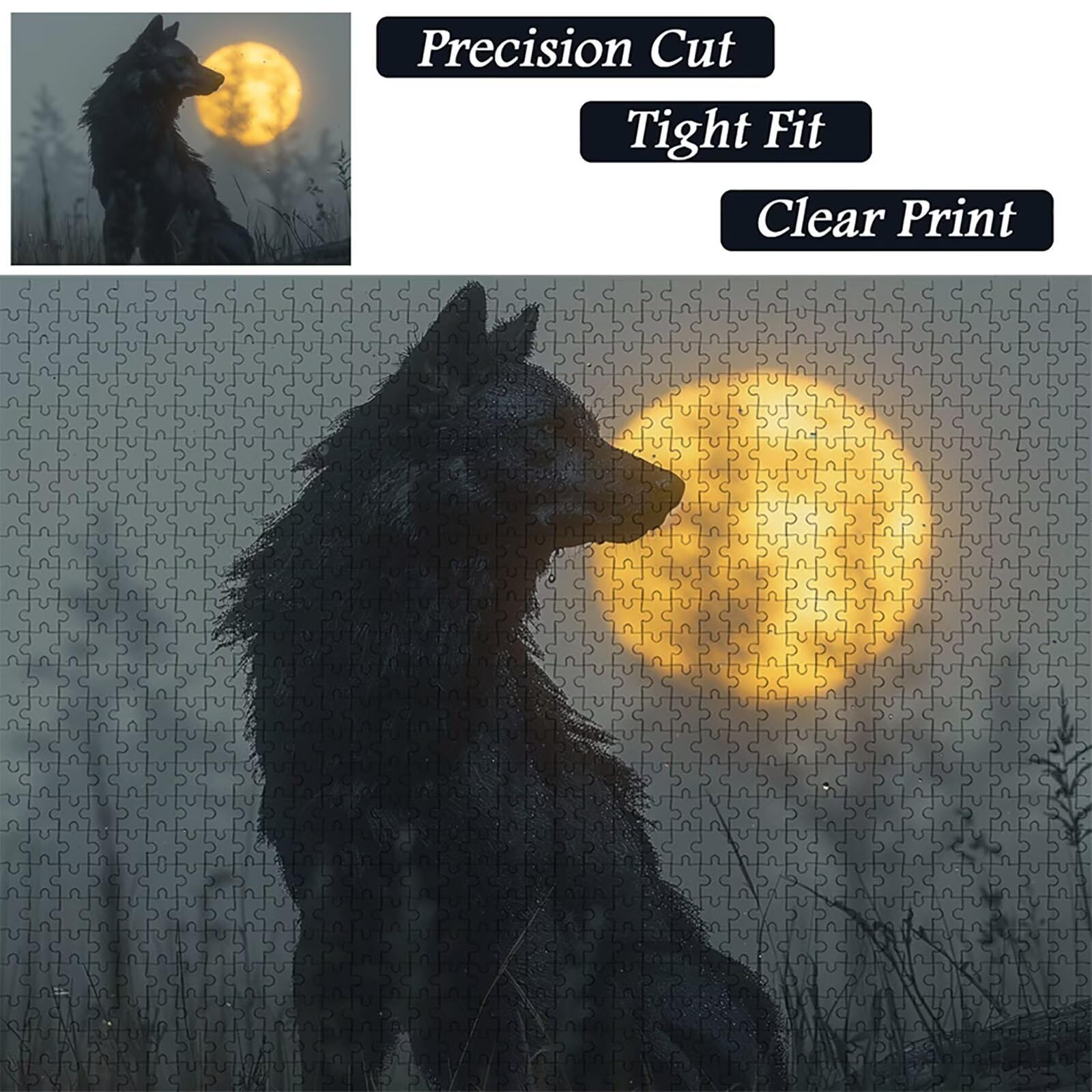 Drewniane puzzle wilk 2000 sztuk, puzzle dla dorosłych z pudełkiem 99x70 cm, łamigłówki, dla mężczyzn kobiet nastolatek, kreatywne gry logiczne, dekoracja domu prezent, M-6733