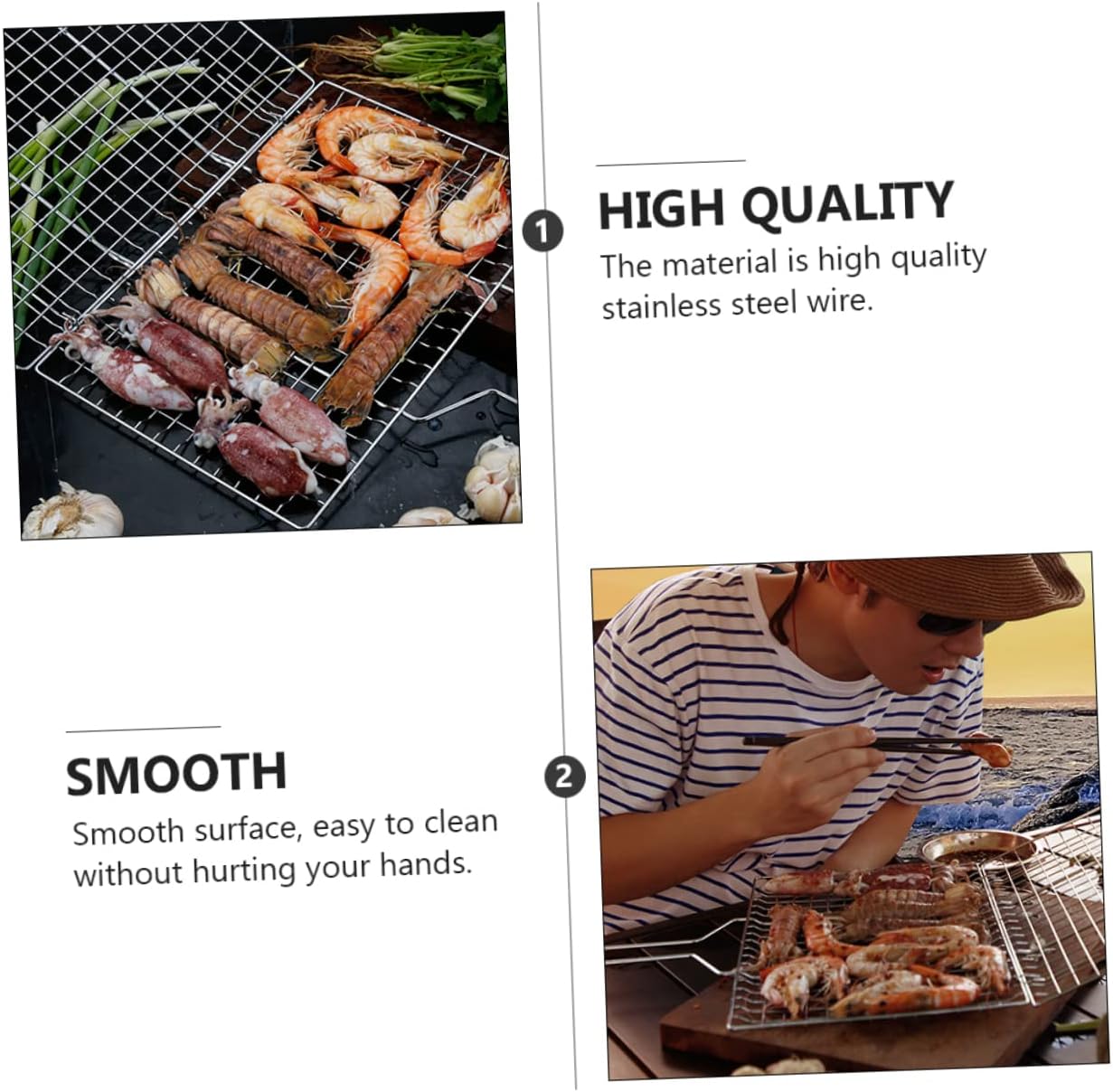 1Pc Stainless Steel Bbq Grilling Basket Removable Handle Portable Outdoor Cookware for Fish Chicken and Vegetables Non Stick Design for Easy Flipping and Comfortable Grip