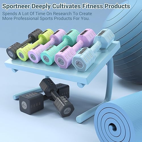 Miniatura 7 de Juego de mancuernas ajustables para mano Sportneer 4 en 1 peso cada 2 libras, 3 libras, 4 libras, 5 libras, juego de mancuernas de ajuste rápido