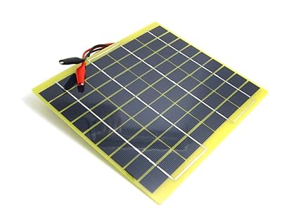NUZAMAS Portable 5W 12V Solar Panel Module Battery Charger with Battery Clips Diode Over Charge Protection Easy Carry for Camping Hiking Fishing Hunting