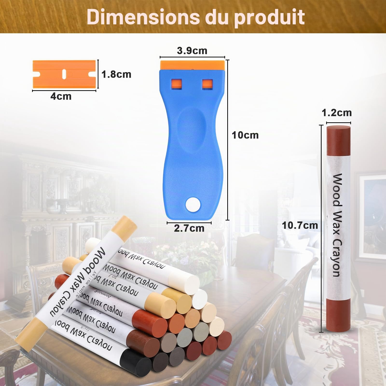 Kit de réparation de meubles 20 couleurs bâtons de cire douce pour taches rayures sols tables