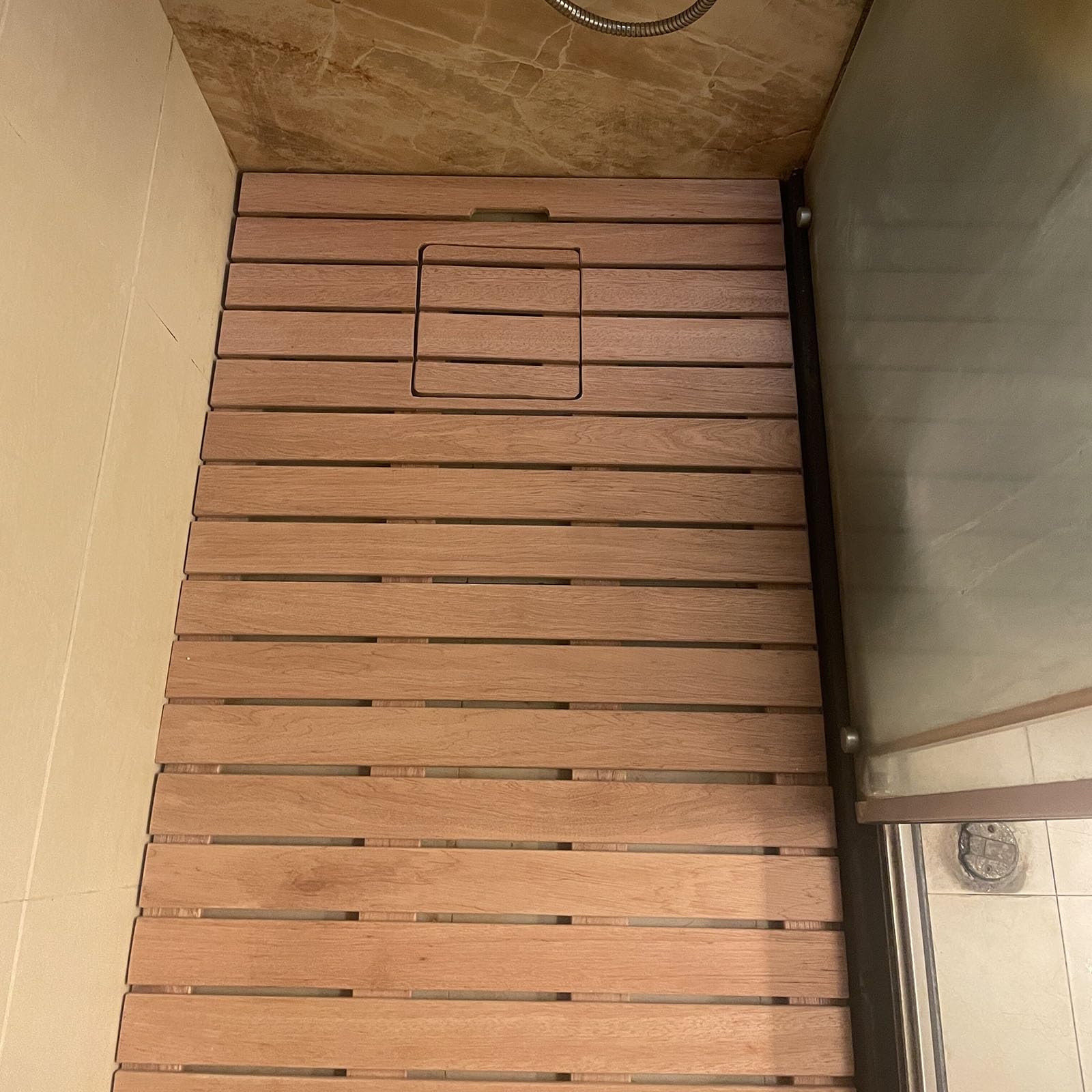 tarima Ducha Alfombra De Baño De Madera Maciza, Alfombra De Baño De Madera Impermeable, Cedro Rojo con Orificio De Drenaje Central, Cojín De Piso De