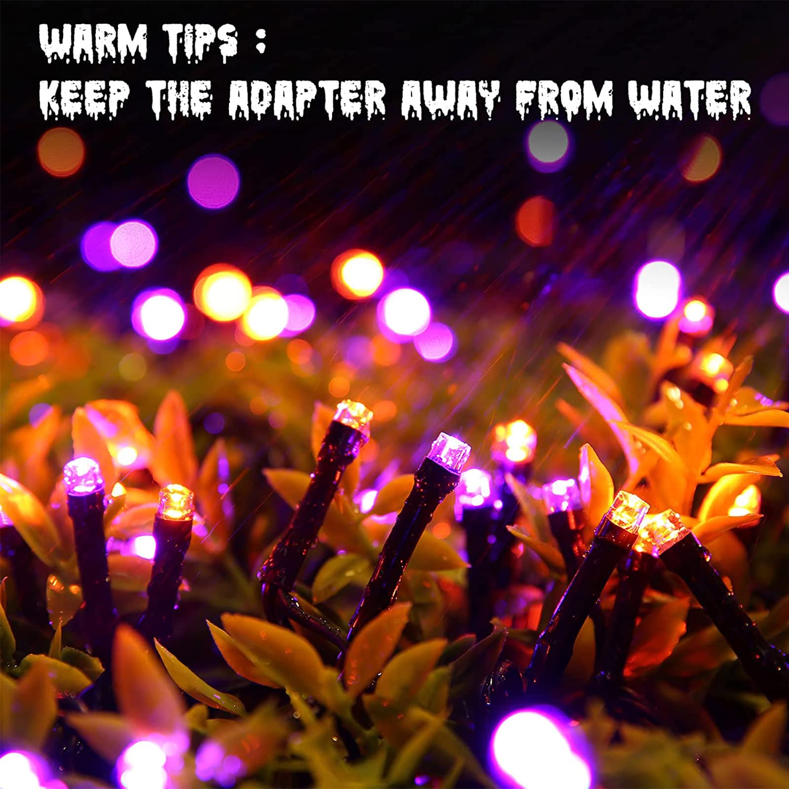 Halloween Lichterkette Lila-Orange - 10 Meter Mit 100 LEDS Für Grusel-Deko