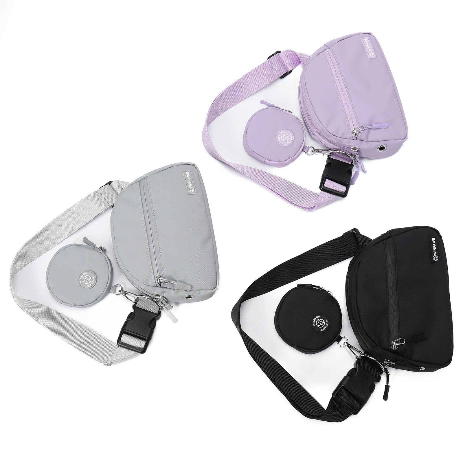 Pochette à friandises pour chien avec distributeur de sacs à déjections canines intégré et support de sac à déjections | Fournitures essentielles élégantes pour le dressage des chiots |