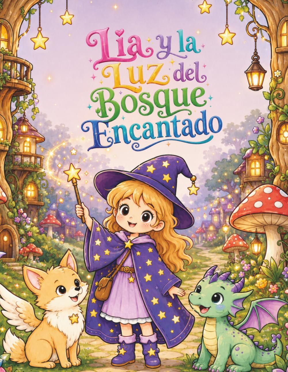 Lía y la Luz del Bosque Encantado: Libro de colorear infantil con cuento mágico sobre autoestima, valentía y confianza