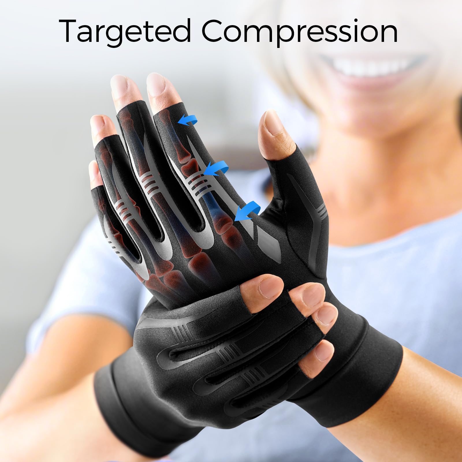 Sparthos Arthritis Compression Gloves For Men & Women – Fingerless Support For Carpal Tunnel, Rheumatoid Arthritis & Hand Pain Relief (Black, Small)