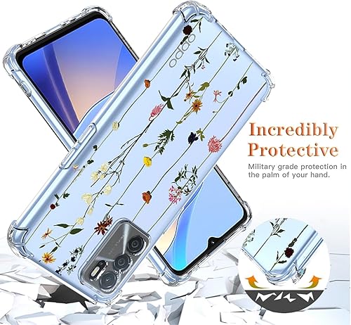 Miniatura 7 de Funda para Oppo A16 y Oppo A16SOppo A54S CPH2273 con protector de pantalla, funda transparente con patrones de jardín de flores, funda protectora