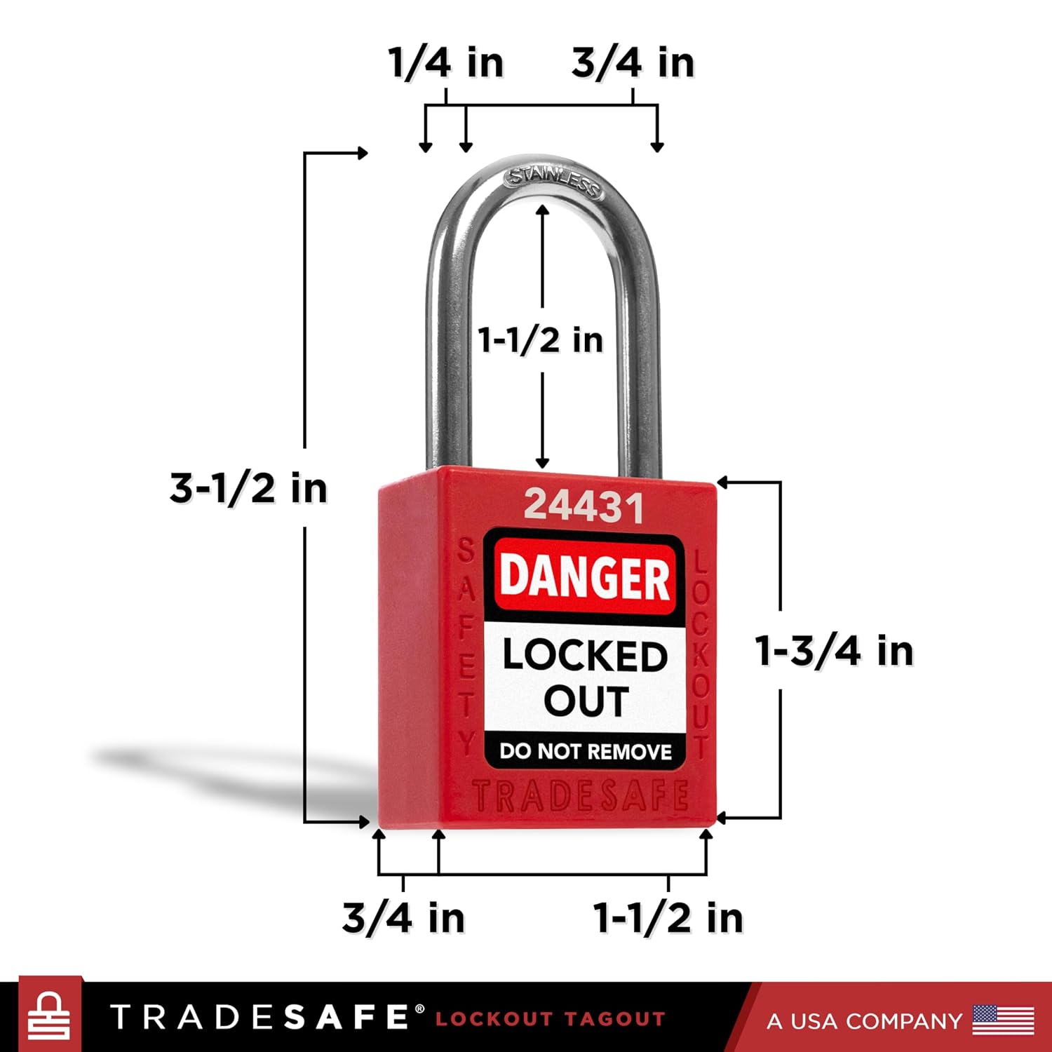 TRADESAFE Lockout Tagout Locks Set - 7 Red Loto Locks, Lockout Locks Keyed Different, 1 Key Per Lock, OSHA Compliant Lock Out Tag Out Padlocks, Safety Padlocks for Electrical Lockout Tag Out Kits