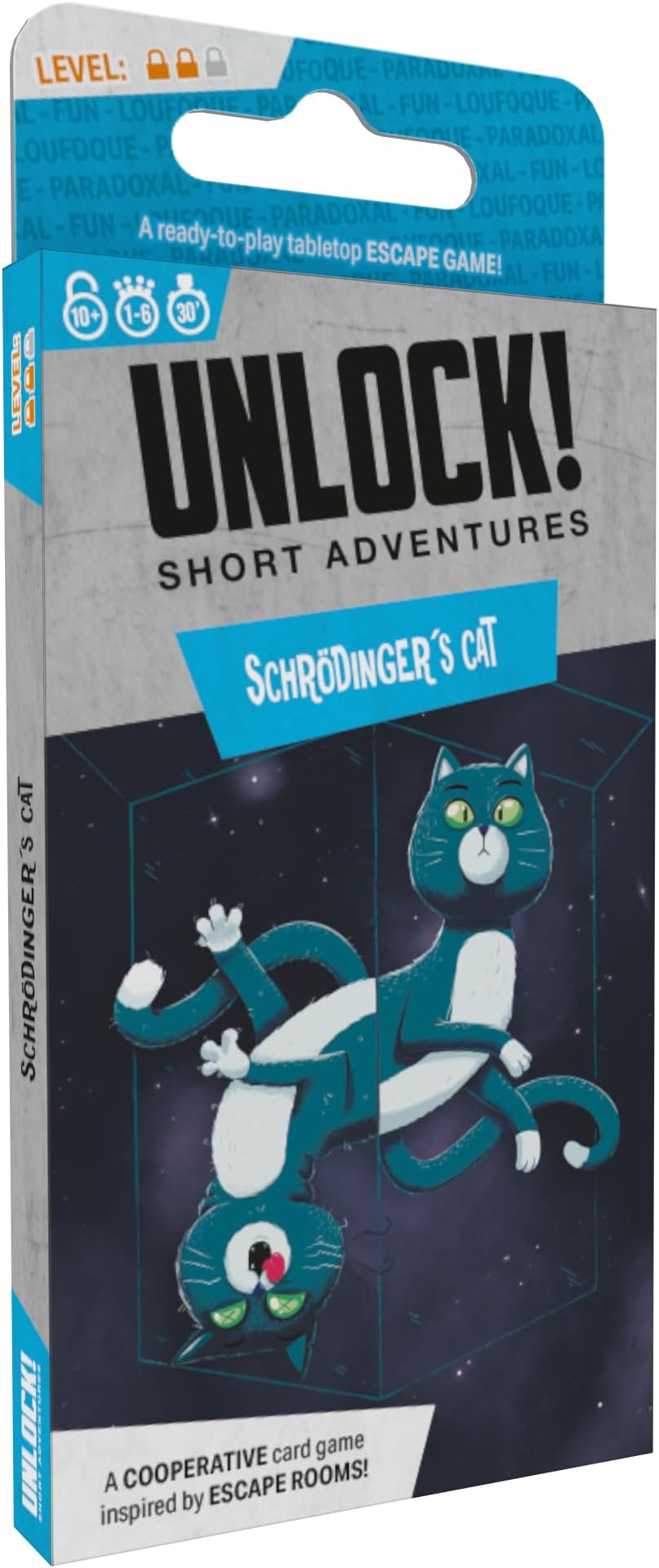 Asmodee SPACE Cowboys | Unlock! Short Adventures 8: Schrodinger's Cat | Escape Room Card Game | Ages 10+ | 1-6 Players | 30 Minutes Playing Time