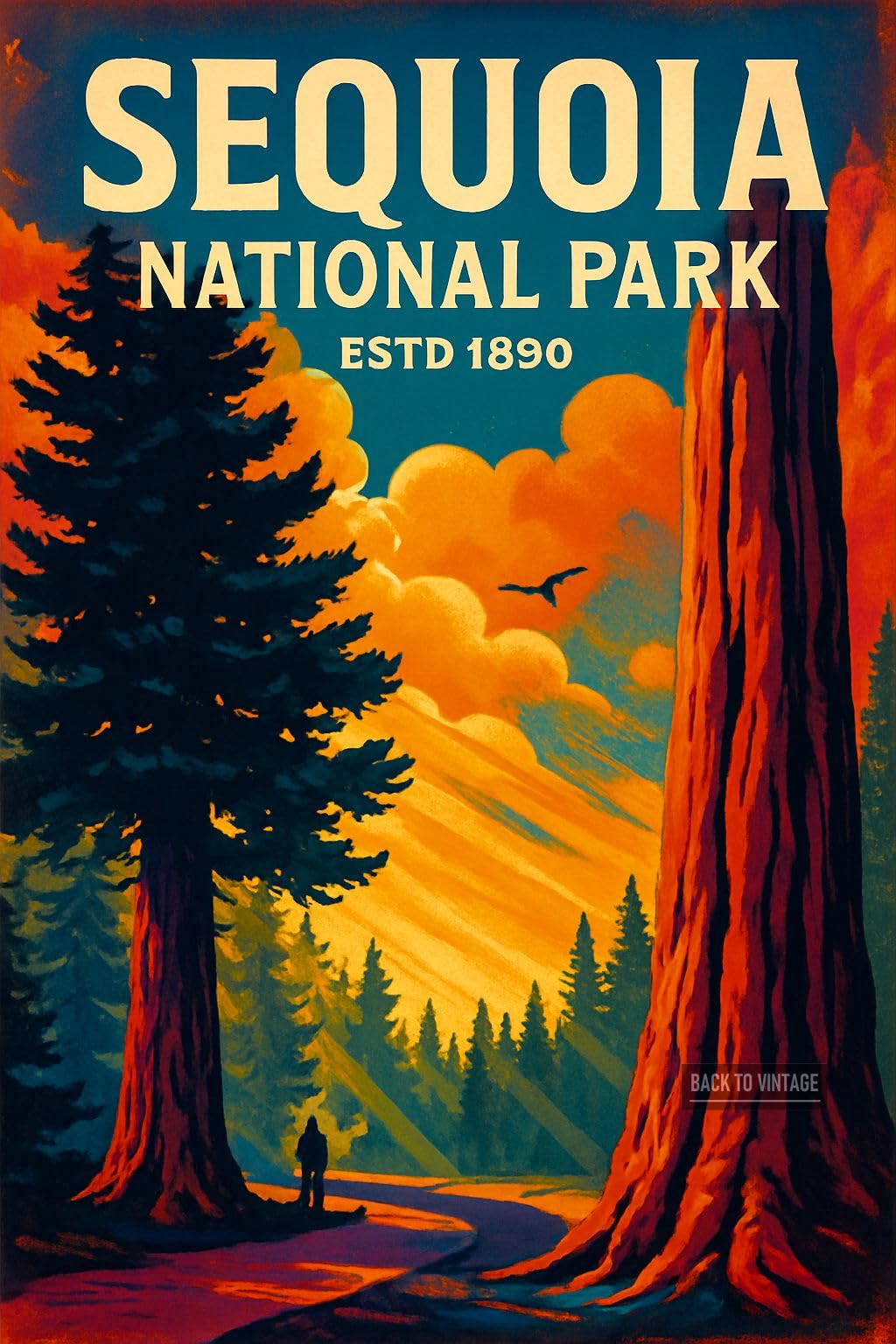 Vintage Sequoia National Park Poster Illustrating Majestic Trees_result - A4 Travel City Poster Wall Art Home Decor Art Print Featuring Urban Landmarks and Global Views for Stylish Interior Display