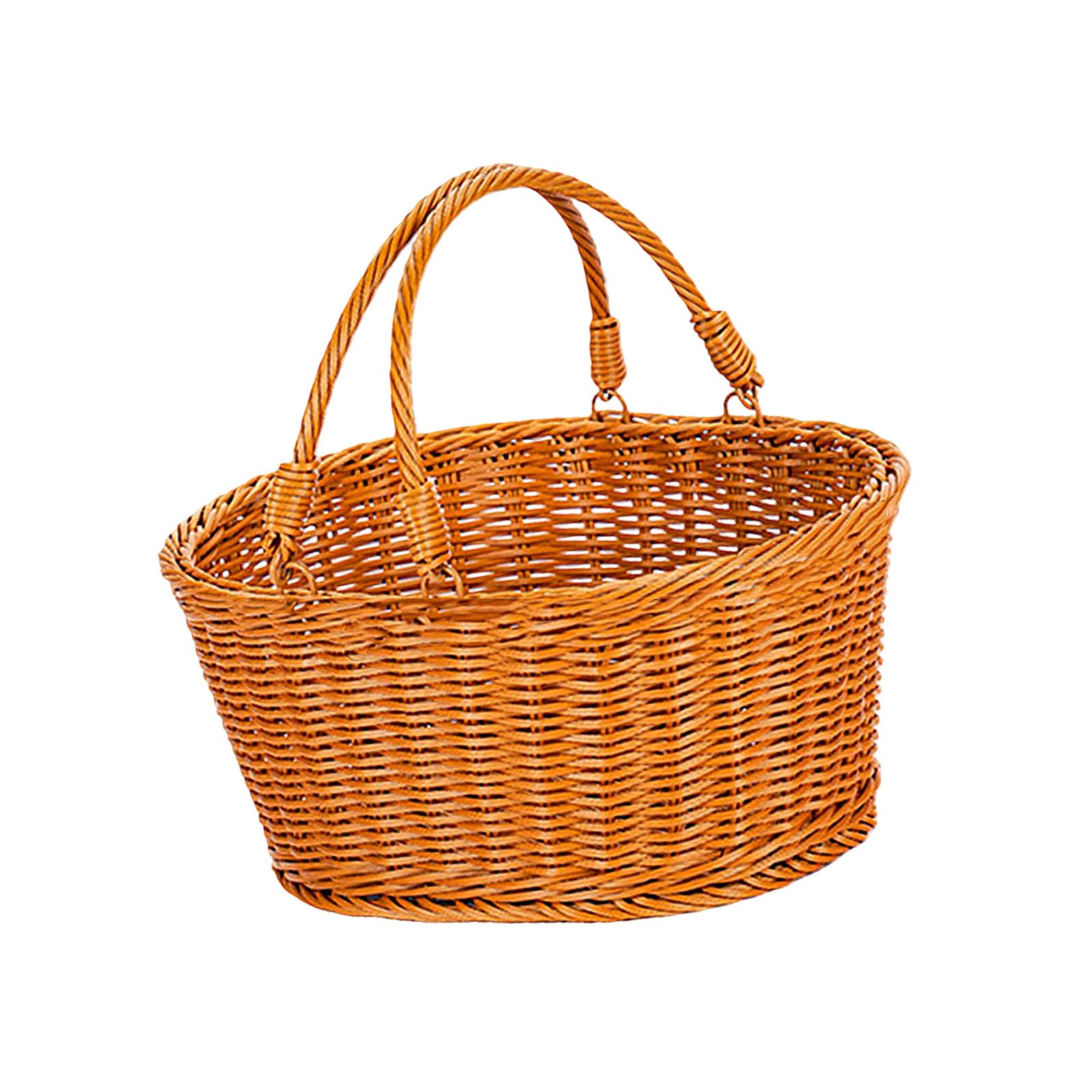 alloneslife Spacious Rattan-Look Oval Storage Bin for Home Organization and Groceries Outdoor Camping Planner