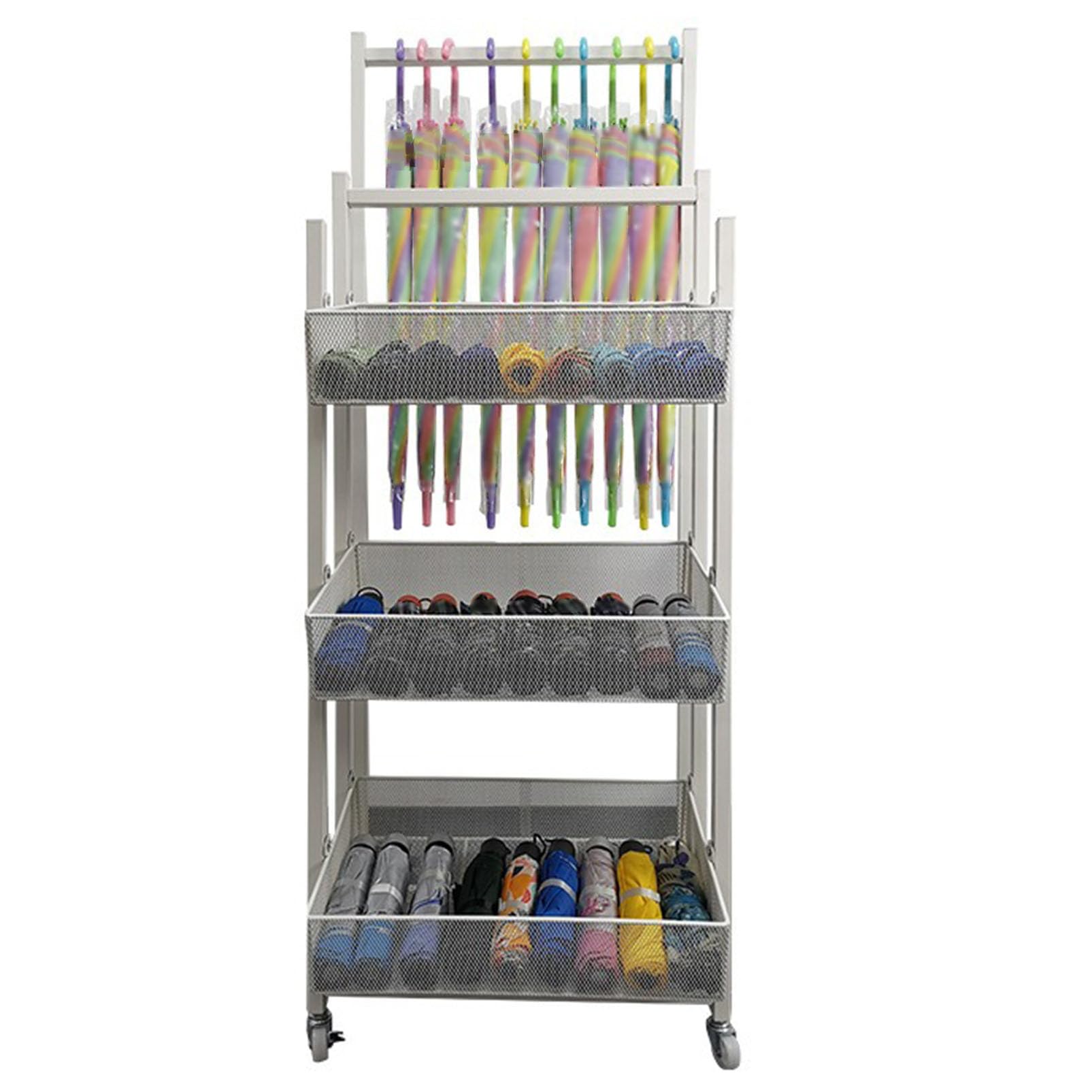 FCXWEVR Black Metal Umbrella Retail Display Stand with MultiFunctional Snack nizer and Chip Holder Home Theater Concession Stand Storage Shelf Brackets