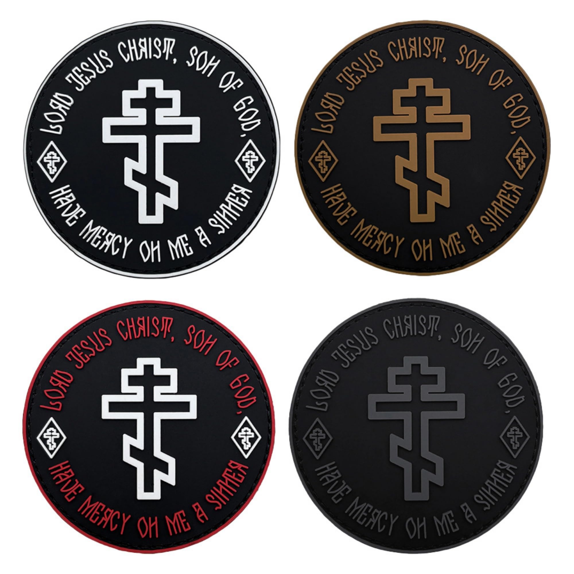 Lord Jesus Christ Son of God PCW naszywka morale, emblemat religijny z haczykowym spodem, 8 cm okrągłe, miękkie gumowe plakietki na plecak outdoorowy (wielokolorowe)