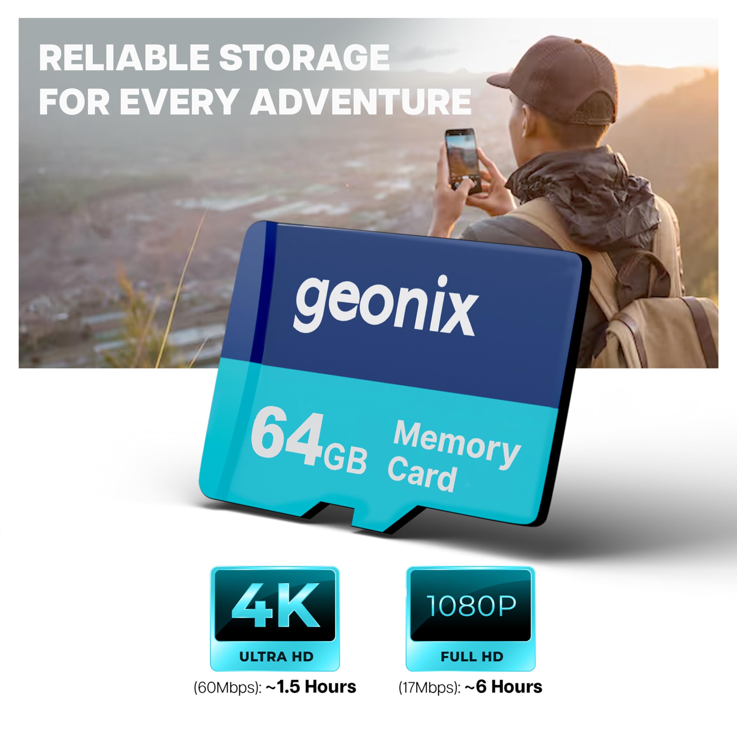 Geonix 64GB Memory Card, UHS-I Class 10 SD Card, for Smartphones, Tablets & Cameras, 10-Year Manufacturer Warranty — Amazon image 2