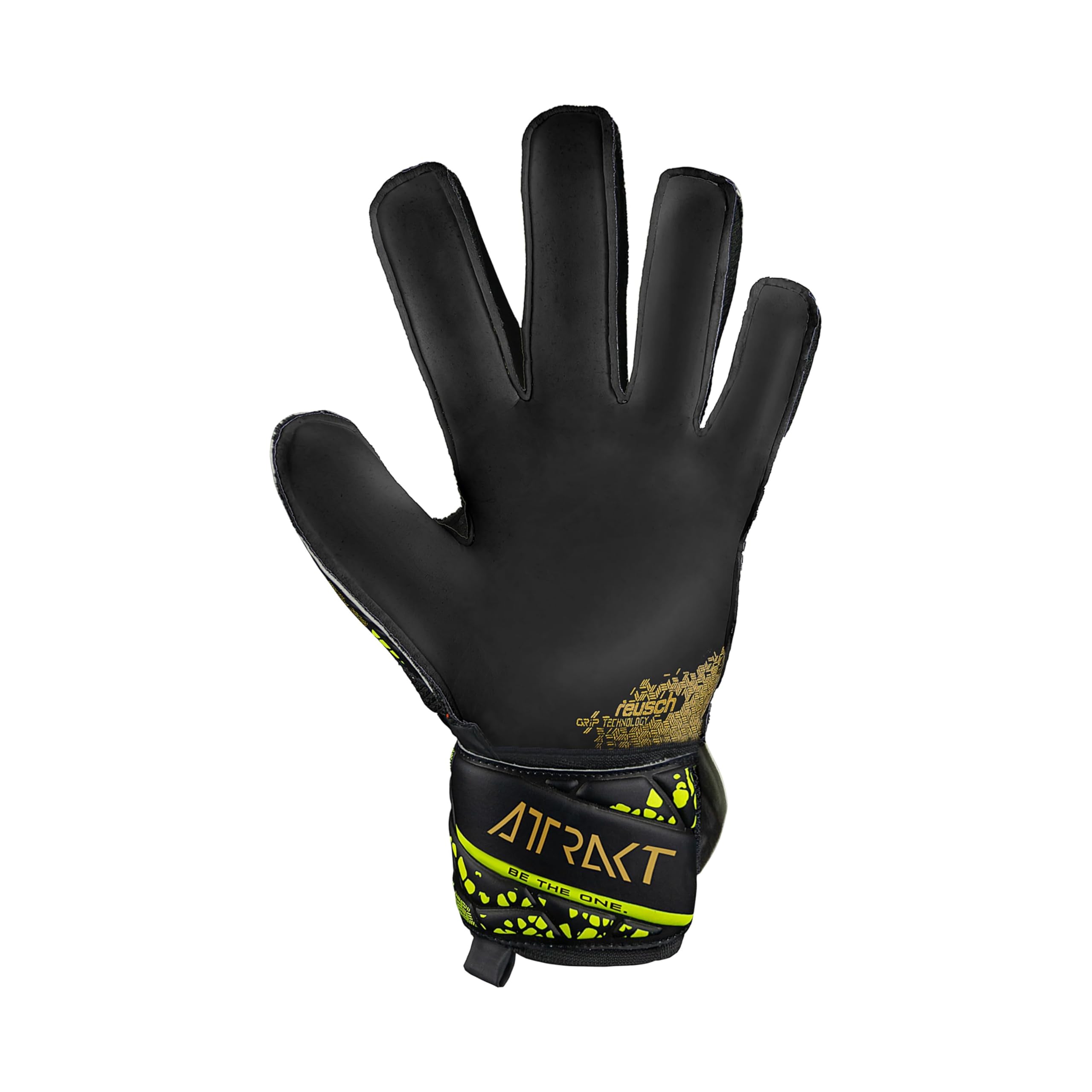 Reusch Attrakt Infinity Finger Support rękawice bramkarskie dla dorosłych, optymalne do sztucznej trawy, rozmiar 8, czarno-złoto-żółte