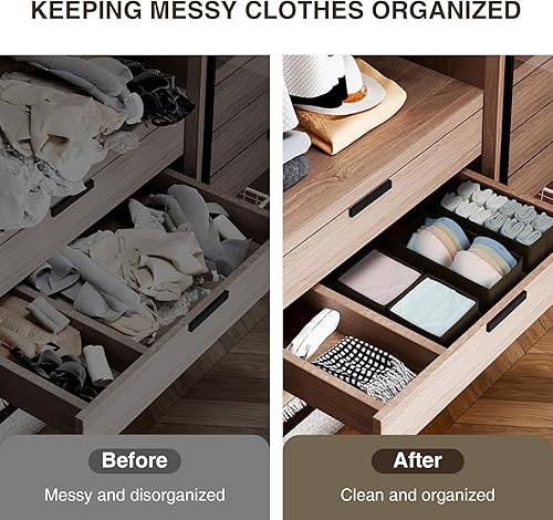Miniatura 4 de DIMJ Organizador de cajones de ropa, organizador de cajones de ropa interior, juego de 4 cajones plegables para armario, divisores de cajones de