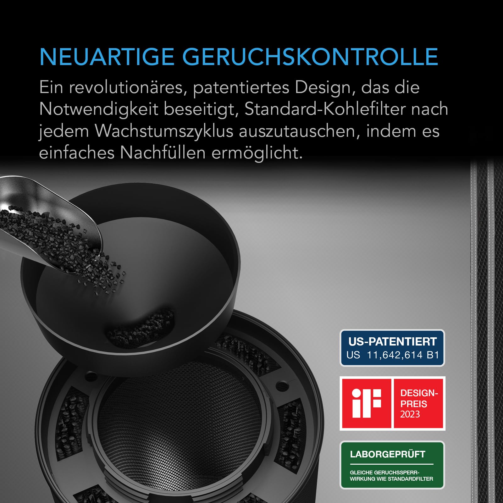 AC Infinity Nachfüllbares Aktivkohlefilter-Kit Ø 200 mm mit zusätzlicher Nachfüllpackung Geruchsneutralisierender Air Scrubber für Inline-Ventilator Schlauchsystem Wiederverwendbarer Aktivkohlefilter