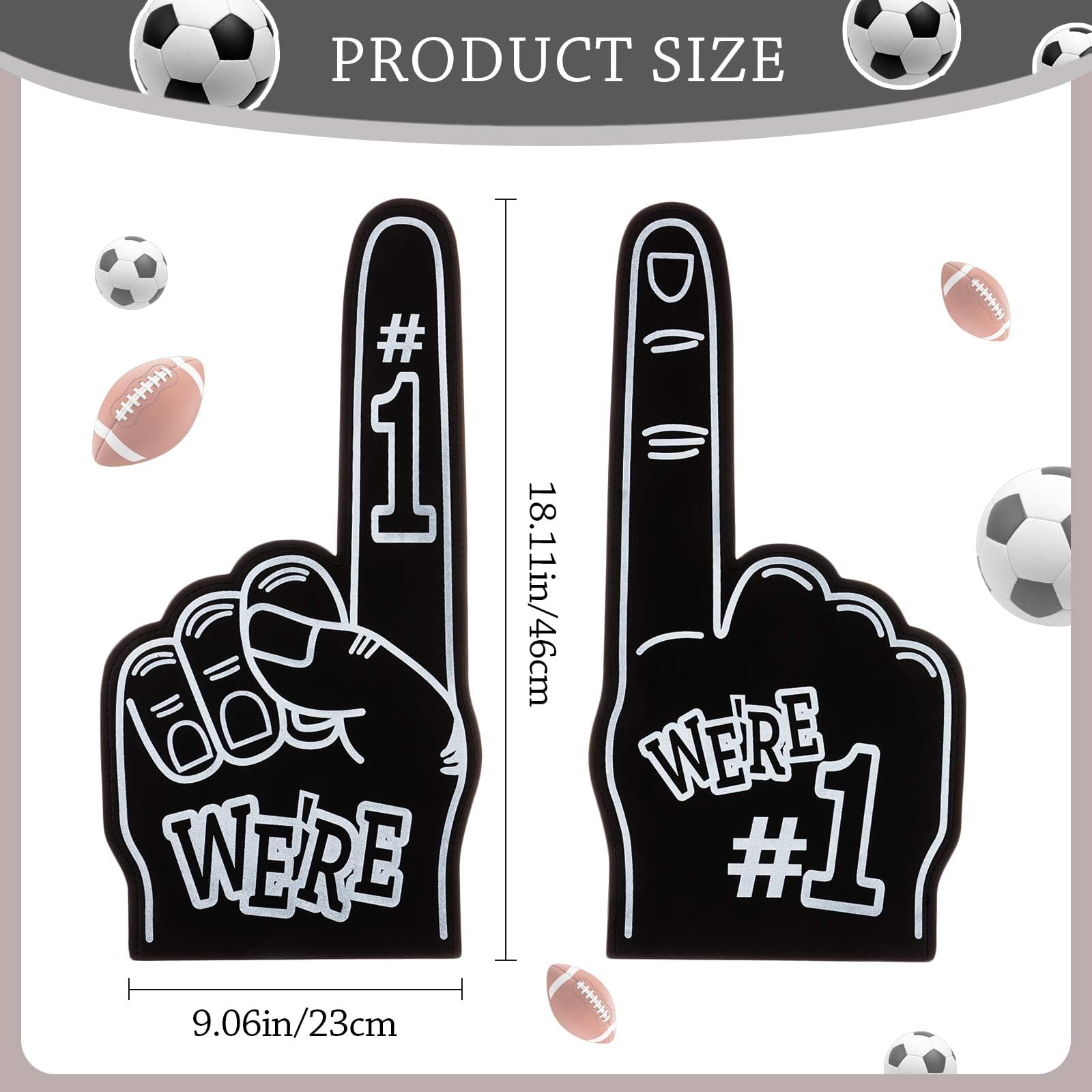 PATIKIL Giant Foam Finger 18 Inch, 6 Pack Number 1 DIY Blank Foam Hand Cheerleading Foam Fingers For Sports Events Games Party Supplies Orange White Line