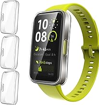 ivoler 3 Pieces Clear Silicone Case for Huawei Band 10 / Huawei Band 9 / Huawei Band 8 Protective Case, Full Cover Protective Film Soft TPU Cover Case Protection Screen Protector Film
