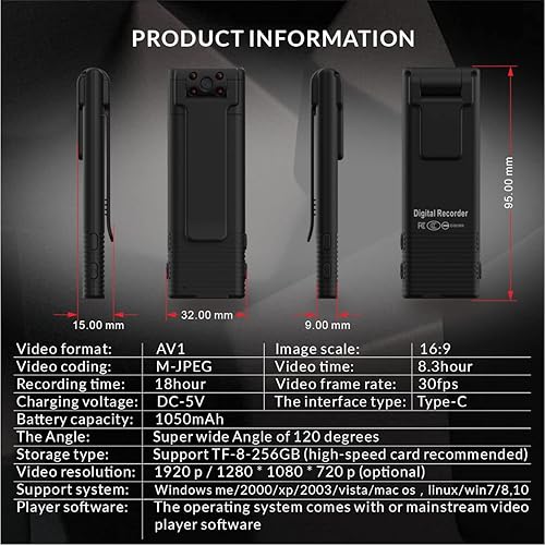 Miniatura 5 de SAMIQU Cámara compacta 1080P Cámara infrarroja visión nocturna 1.34oz Ultra Light Camera
