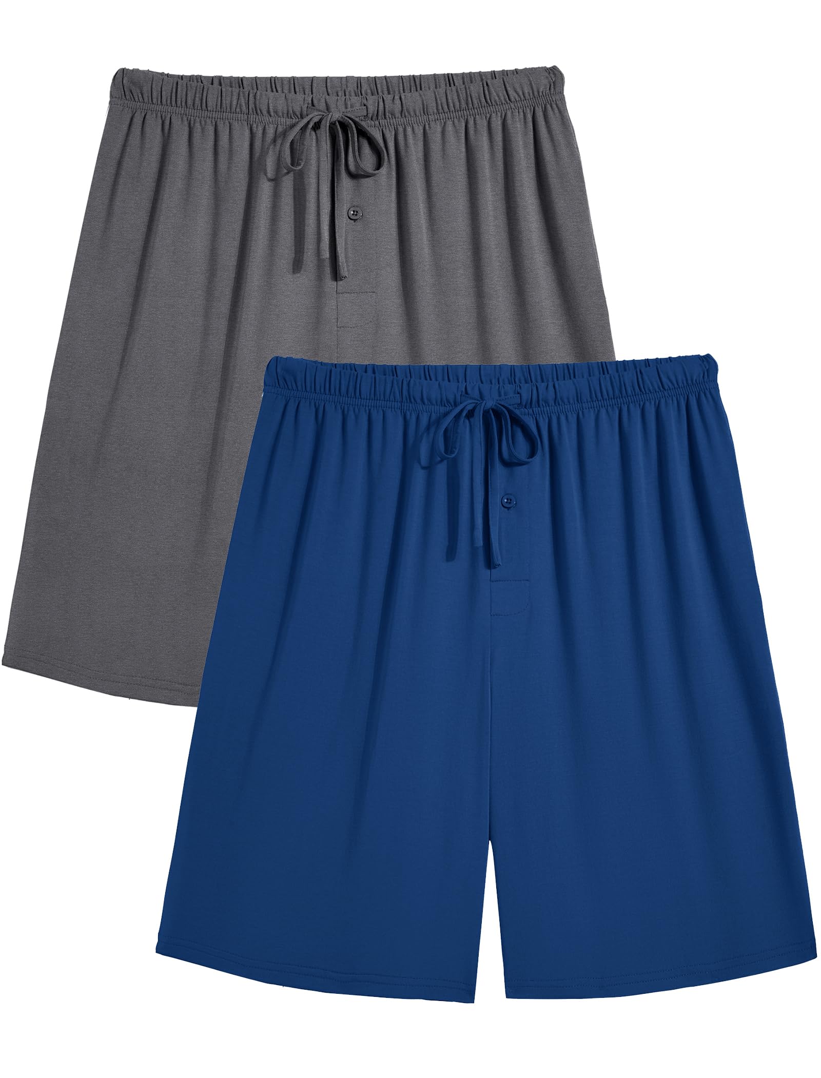 Mens Pajama Shorts Bamboo Rayon Pj Bottoms Soft Sleep Shorts Soft Drawstring Loungewear With Pockets 2 Pack S-3XL-image-32