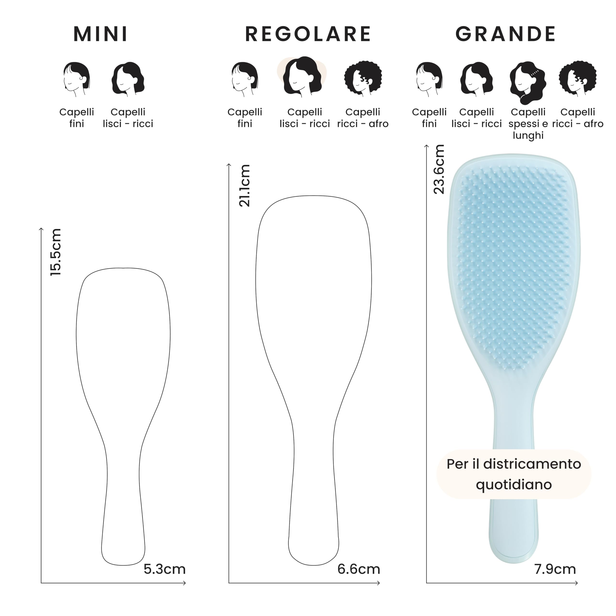 Tangle Teezer Fini e Fragili Ultimate Detangler per capelli colorati, fini e sottili - Spazzola Grande Doppie setole morbide riduce rottura e strappo - Ideale per capelli delicati - Blu spuma di mare