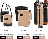 Vista 9 de Bolsa de electrodo resistente al fuego, bolsa de lona para varilla de soldadura, soporte de electrodo de cuero con trabillas para cinturón