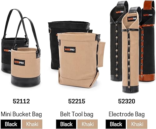 Miniatura 9 de Bolsa de electrodo resistente al fuego, bolsa de lona para varilla de soldadura, soporte de electrodo de cuero con trabillas para cinturón y Amarillo