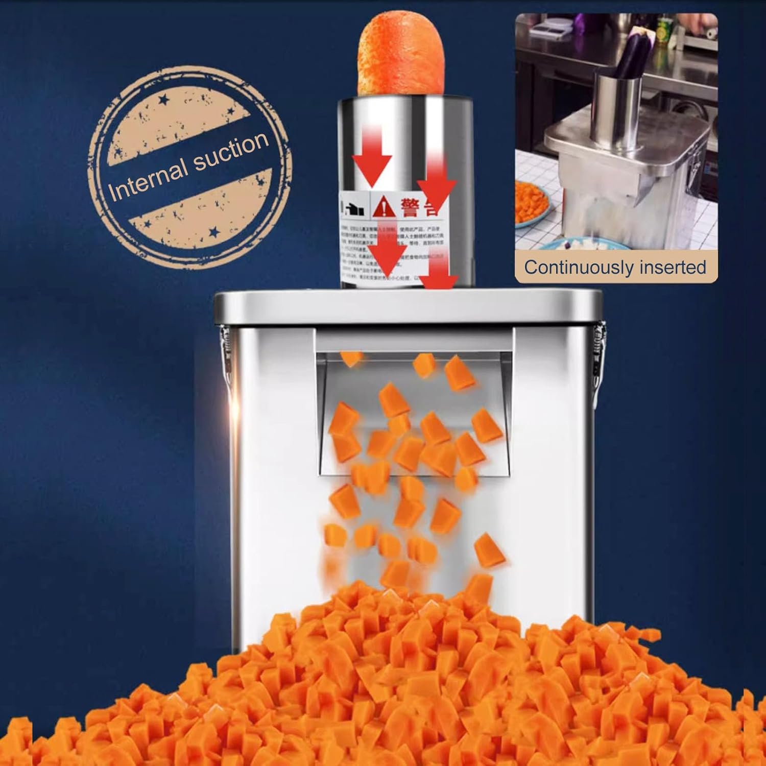 Commercial Vegetable Fruit Chopper 250W Electric Veggie Dicer Potato Slicer Onion Shredder Machine, Automatic Vegetable Cutter Food Processor with 5 Knife Nets and Slicer&shredder Blade