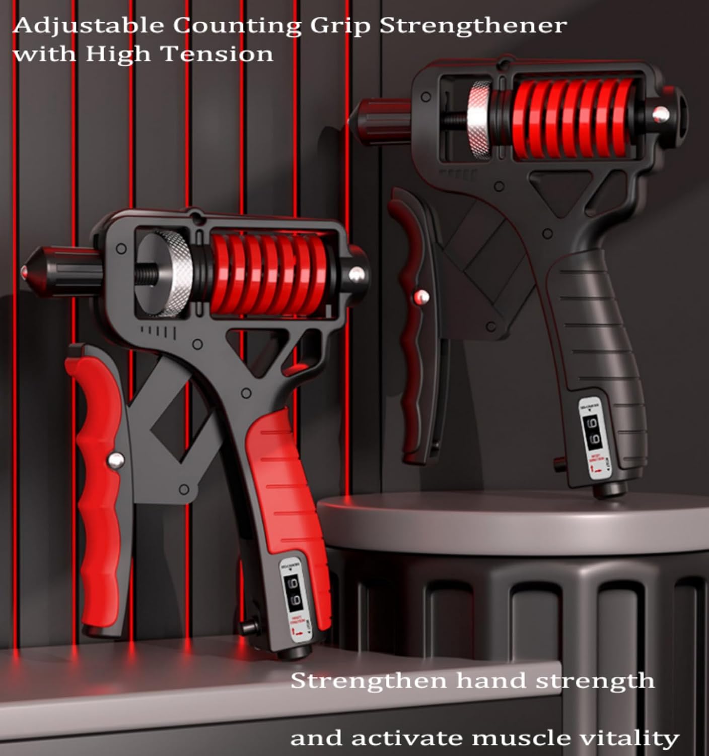 Grip Strength Trainer Hand Strengthening Devices with Adjustable Resistance 11-363lbs(5-165 kg) Forearm Strengthener Digital Counter Hand Gripper Finger Exerciser for Sports, Gym, Home, Rehab(red)