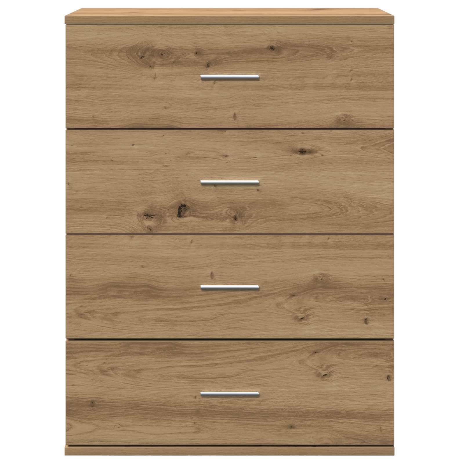 Madera resistente estilo moderno Roble artisan 60 x 39 x 80 cm Marrón | Aparador Roble artisan 60 x 39 x 80 cm Madera de ingeniería con 4 cajones y tiradores plateados para comedor moderno,