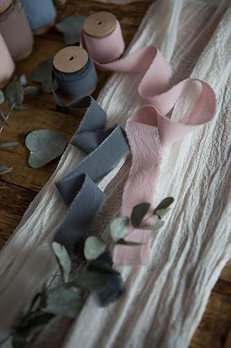 Miniatura 108 de Dark green 1 inch wide 5 yds frayed edges handmade cotton ribbon hand dyed for Rustic wedding invitation ties favors gift wrapping Party decor bows