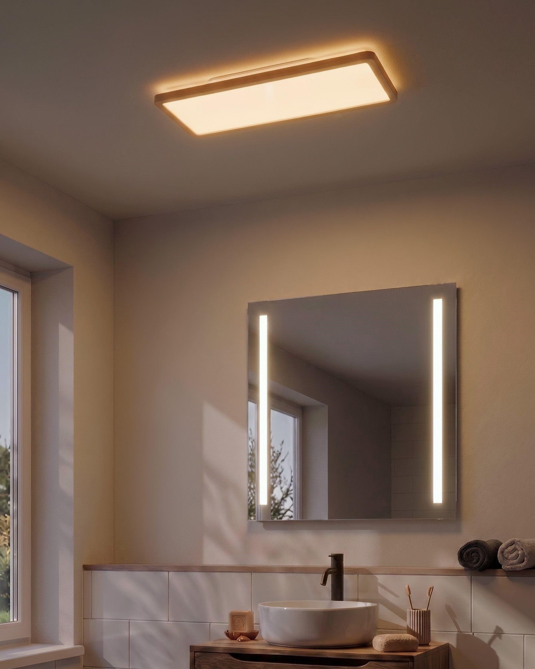 Lampa sufitowa płaska plafon LED panel natynkowy jasnobrązowy Ardenza