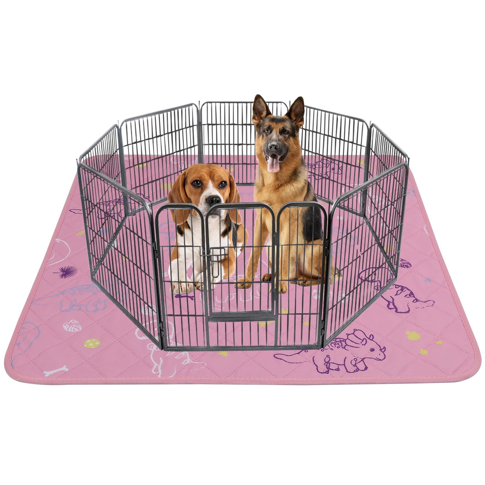 IEUUMLER Washable Pee Pads for Dogs, 1 Pack Non-Slip & Waterproof Pack Whelping Pad, Reusable Washable Puppy Potty Training Pad with Fast Absorbent for Playpen FC013 (Pink Dinosaur, 180*180 cm-1 pcs) — image 1