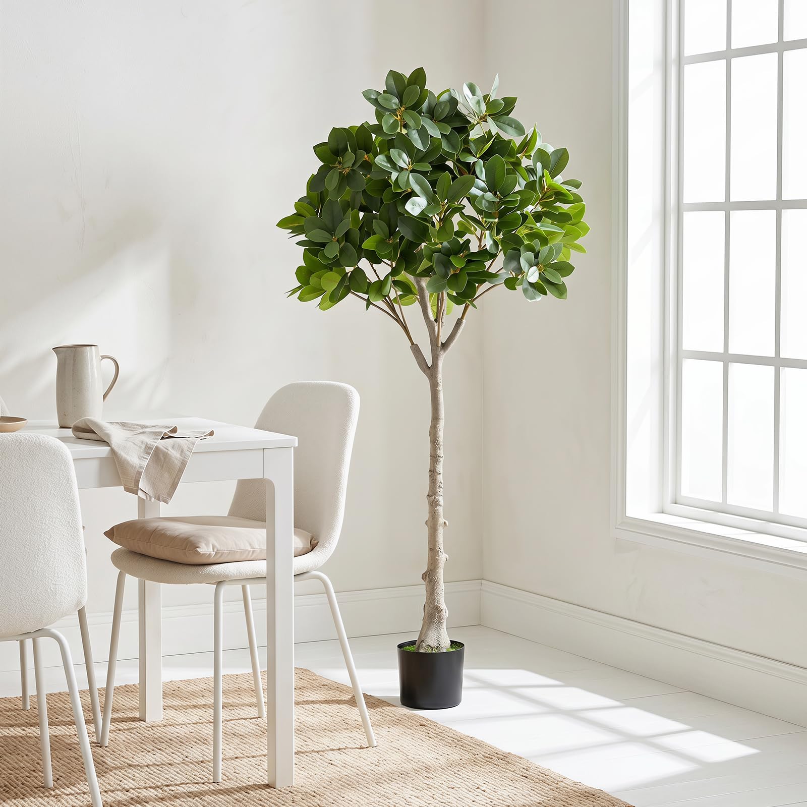COSTWAY Pianta Finta, Ficus Finto da Interno e Esterno (140 cm) | Albero Artificiale con Rami Realistici, Foglie Fitte e Vaso Zavorrato, per Salotto, Ufficio, Hotel, Balcone e Giardino