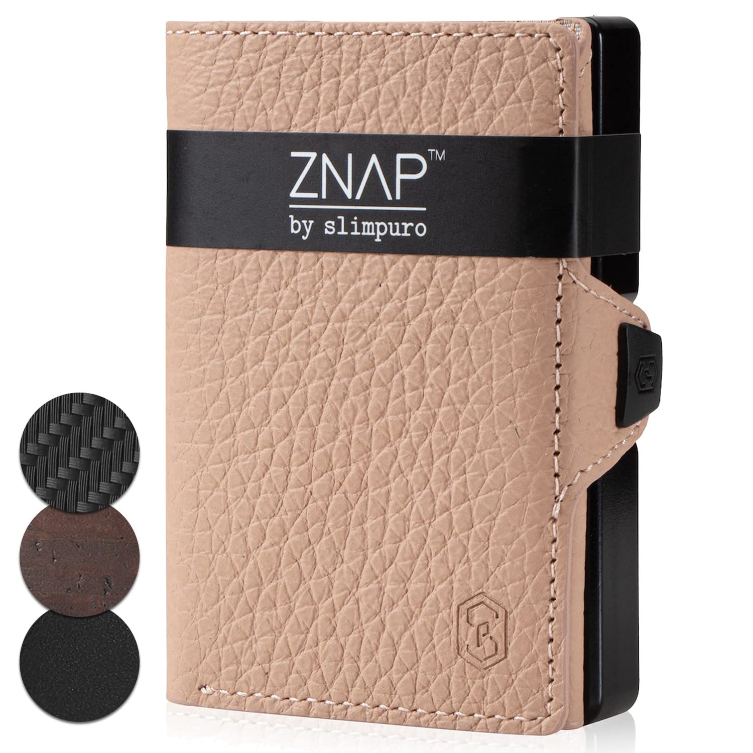 slimpuro ZNAP Credit Card Holder with Aluminium and Coin Compartment, RFID Protection, Slim Carbon Wallet, Card Holder, Credit Card Case, Wallet, up to 12 Cards