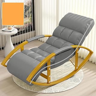 Juego de mecedora y reposapiés de ocio de gran tamaño, reclinable en altura para sala de estar y patio, cómoda mecedora para exteriores, color verde oscuro