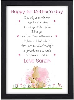 First Mothers Day PERSONALISED Poem Gifts for Mummy - 1st Mothers Day Gifts for Mummy Nanny - New Mummy Gifts - Gifts From Baby Son Daughter Girl Boy - Mum Mummy Nanny ANY NAME
